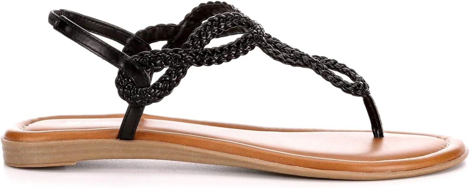 XAPPEAL Akia - Women's Braided Ankle Strap Gladiator Thong Flip Flop Sandals