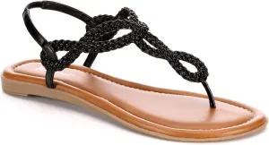 XAPPEAL Akia - Women's Braided Ankle Strap Gladiator Thong Flip Flop Sandals