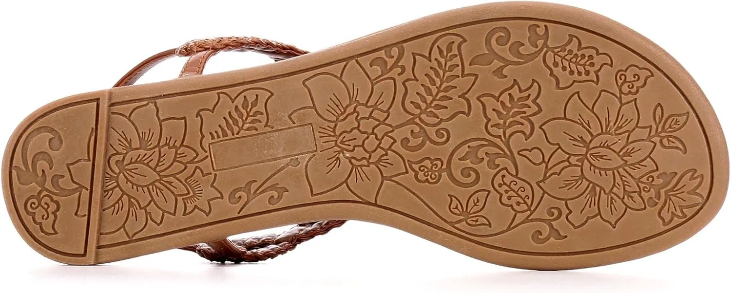 XAPPEAL Akia - Women's Braided Ankle Strap Gladiator Thong Flip Flop Sandals