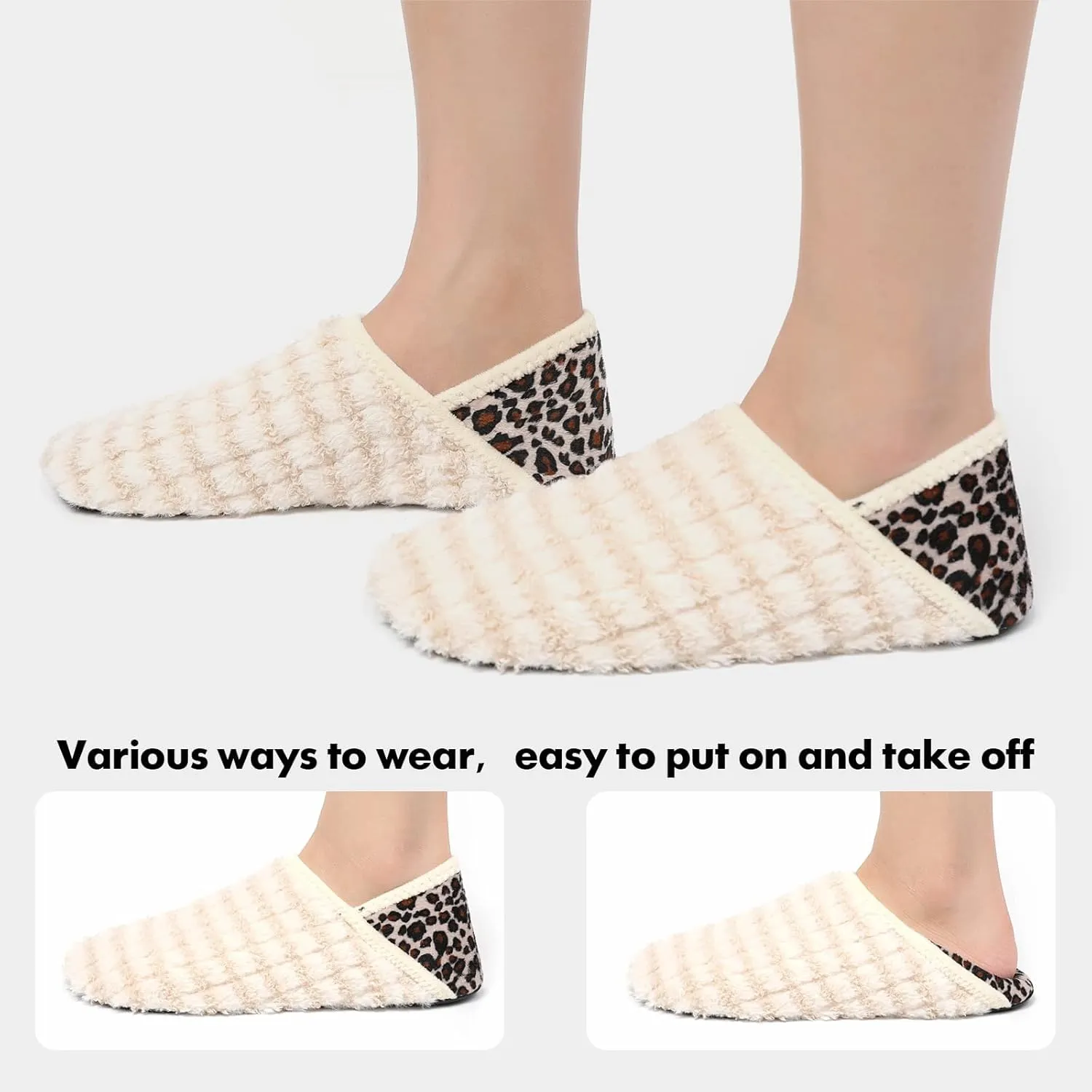 XIHALOOK House Slippers for Women Men Cozy Sock Shoes with Soft Rubber Sole Slip On for Indoor/Outdoor