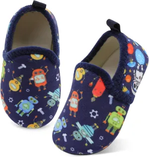 XIHALOOK Toddler Boys Girls House Slippers with Microfleece Lining Cozy Household Shoes Non-slip for Kids