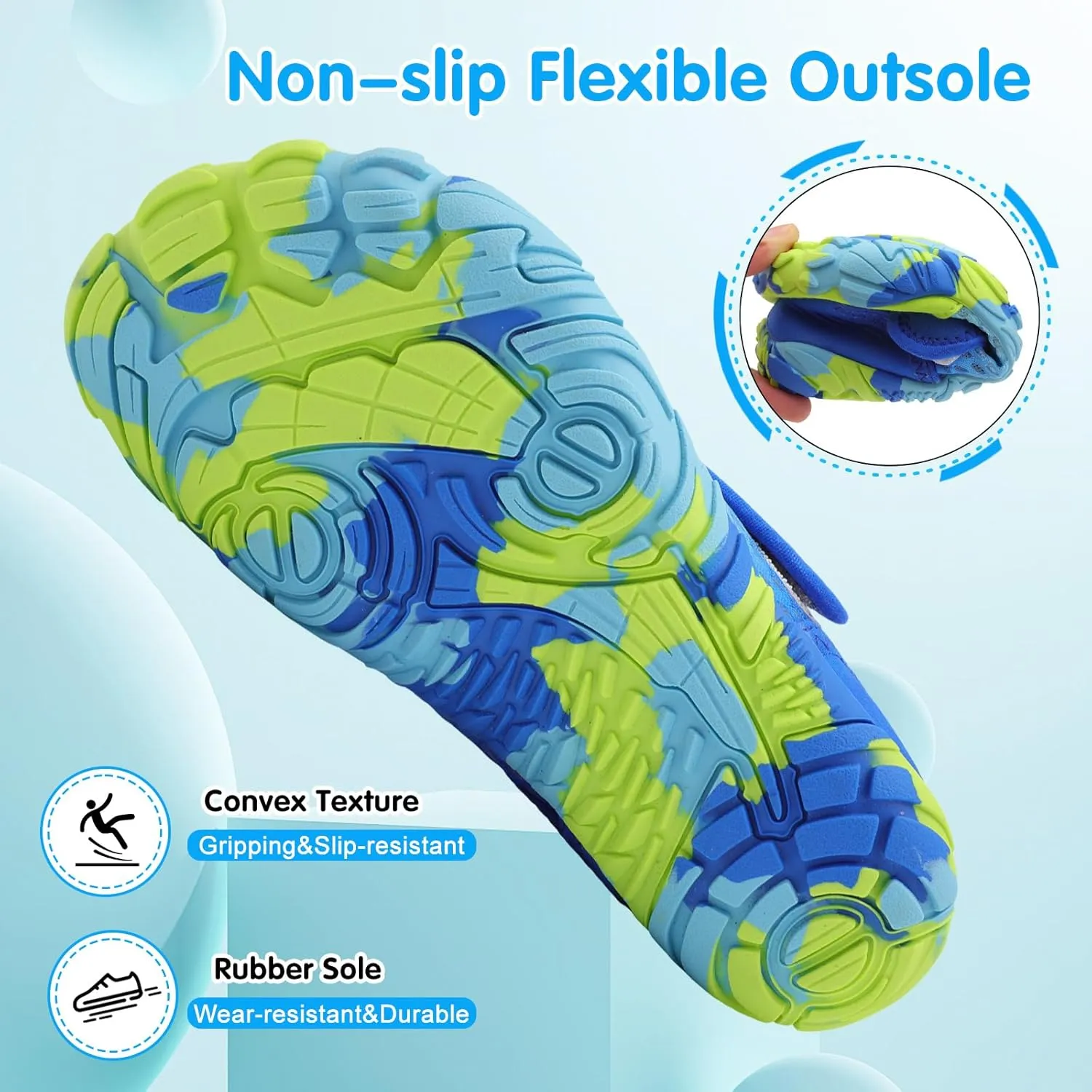 XIHALOOK Water Shoes for Kids Boys Girls Wide Toe Barefoot Quick Dry for Beach Swim Pool Surf Aqua Sports