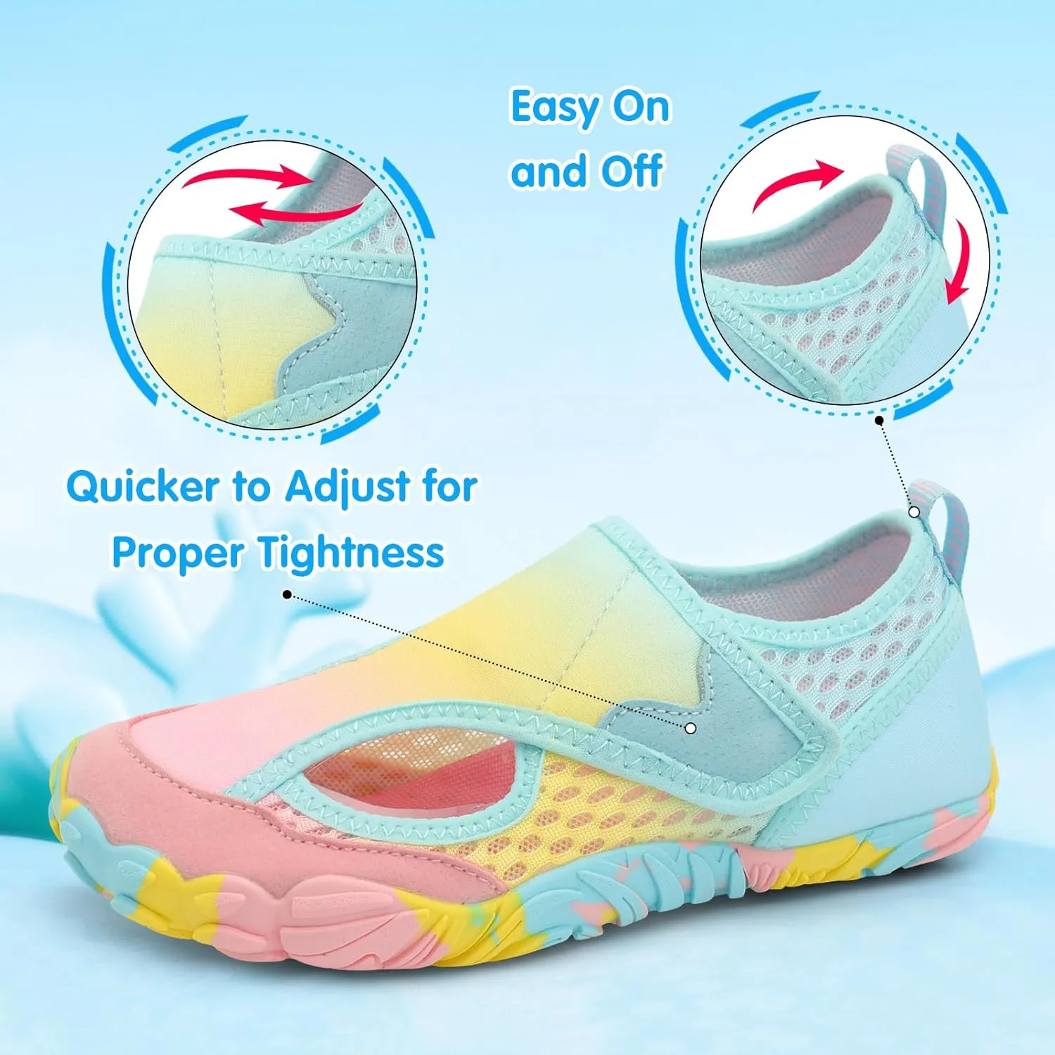 XIHALOOK Water Shoes for Kids Boys Girls Wide Toe Barefoot Quick Dry for Beach Swim Pool Surf Aqua Sports