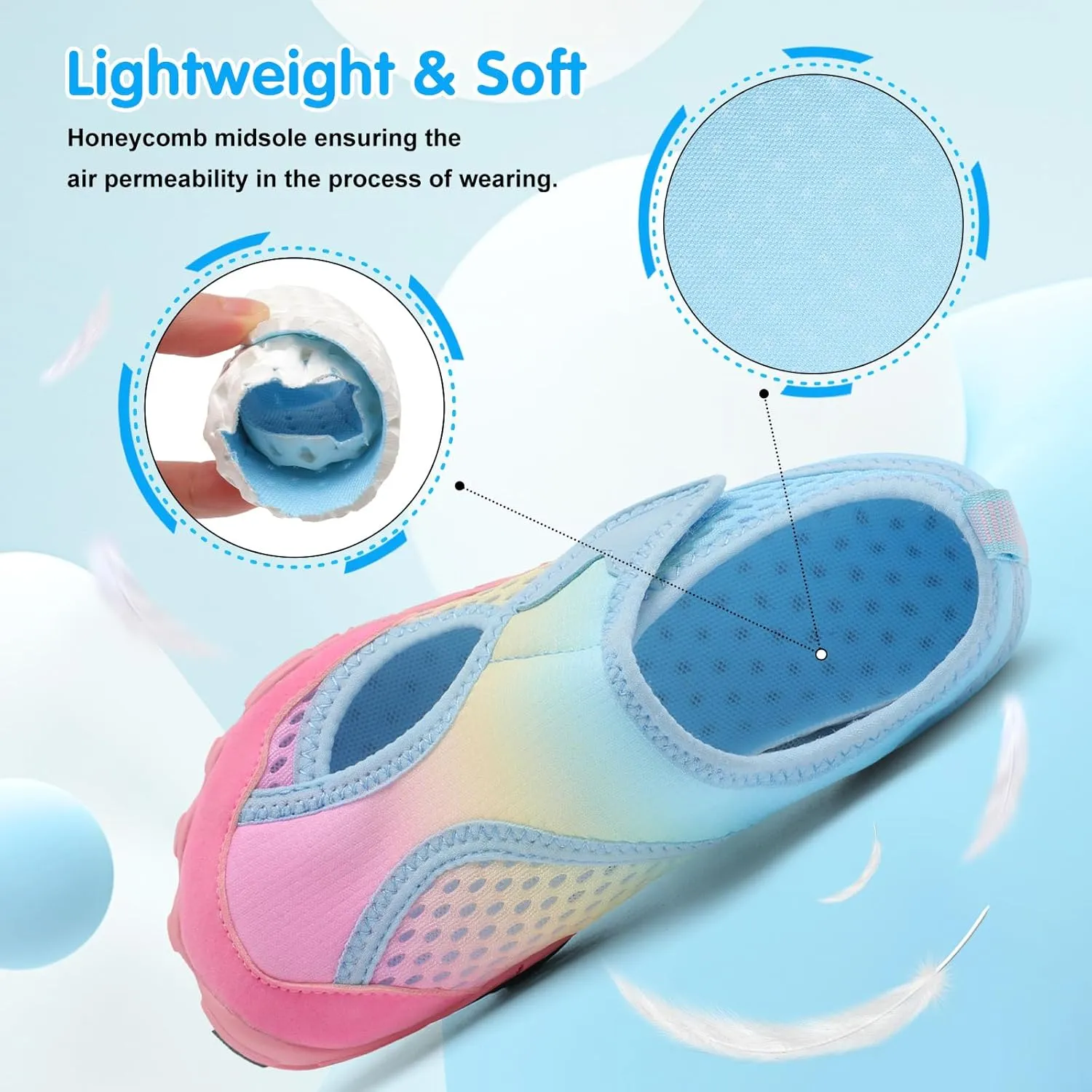 XIHALOOK Water Shoes for Kids Boys Girls Wide Toe Barefoot Quick Dry for Beach Swim Pool Surf Aqua Sports