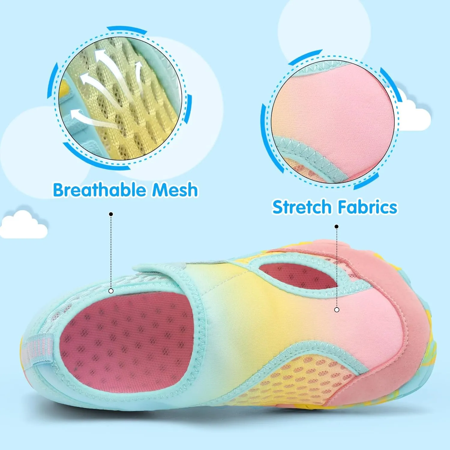 XIHALOOK Water Shoes for Kids Boys Girls Wide Toe Barefoot Quick Dry for Beach Swim Pool Surf Aqua Sports