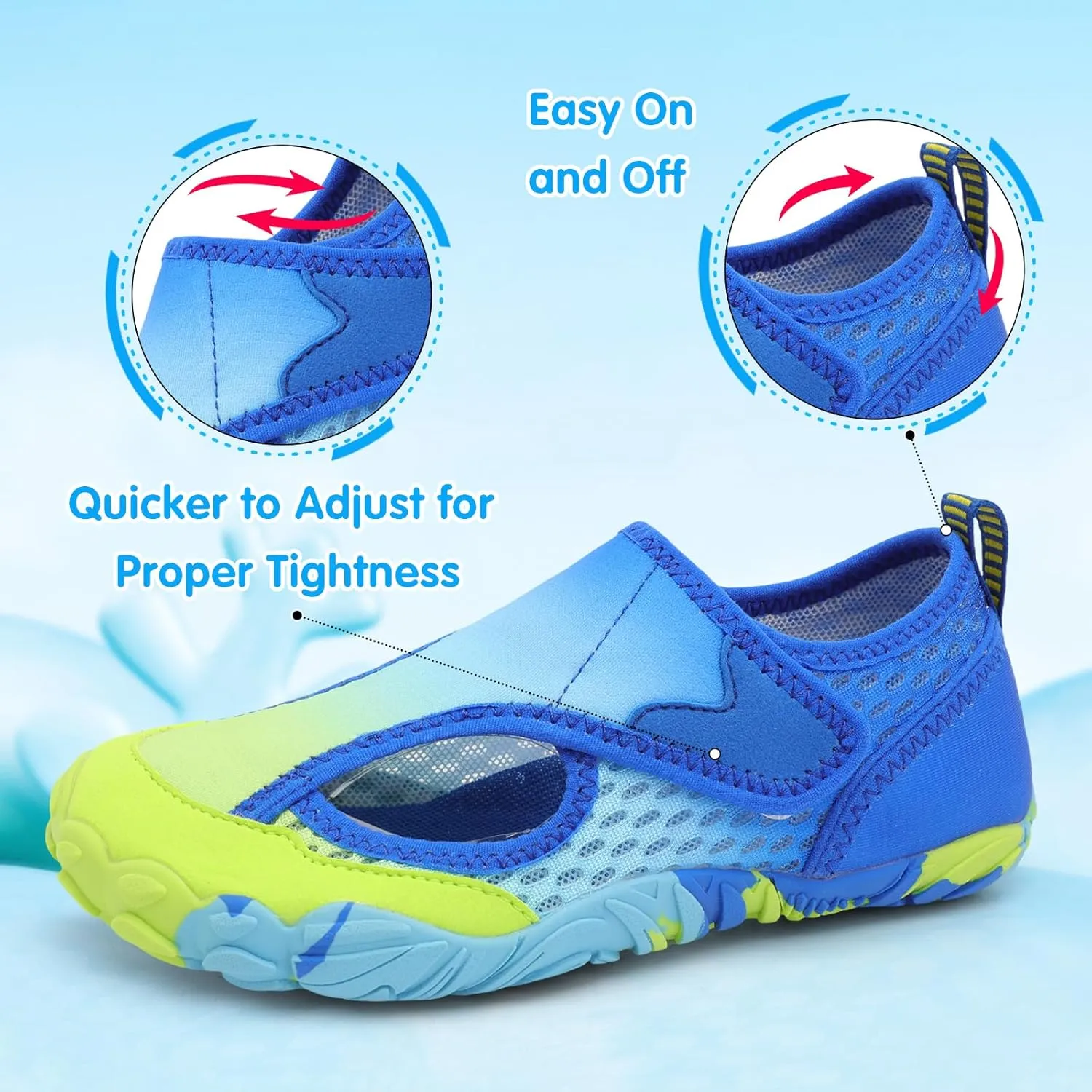 XIHALOOK Water Shoes for Kids Boys Girls Wide Toe Barefoot Quick Dry for Beach Swim Pool Surf Aqua Sports