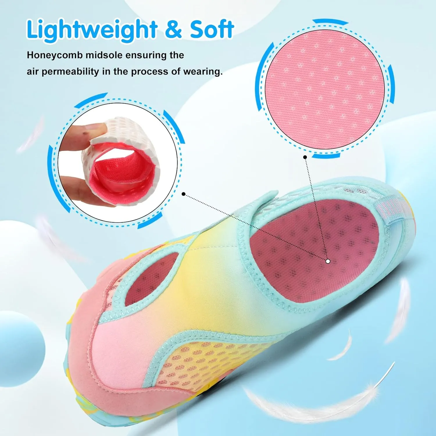 XIHALOOK Water Shoes for Kids Boys Girls Wide Toe Barefoot Quick Dry for Beach Swim Pool Surf Aqua Sports