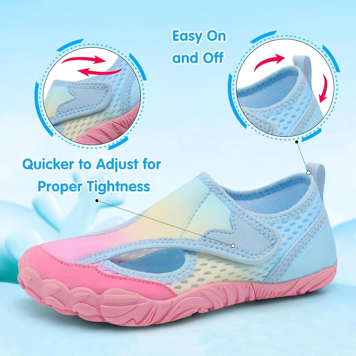 XIHALOOK Water Shoes for Kids Boys Girls Wide Toe Barefoot Quick Dry for Beach Swim Pool Surf Aqua Sports