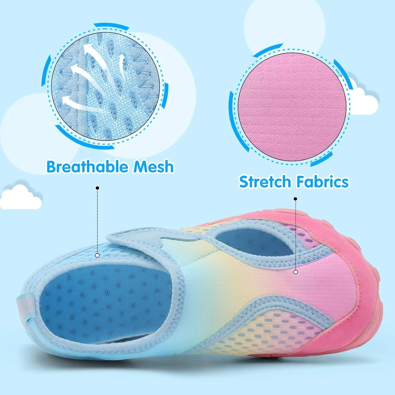 XIHALOOK Water Shoes for Kids Boys Girls Wide Toe Barefoot Quick Dry for Beach Swim Pool Surf Aqua Sports