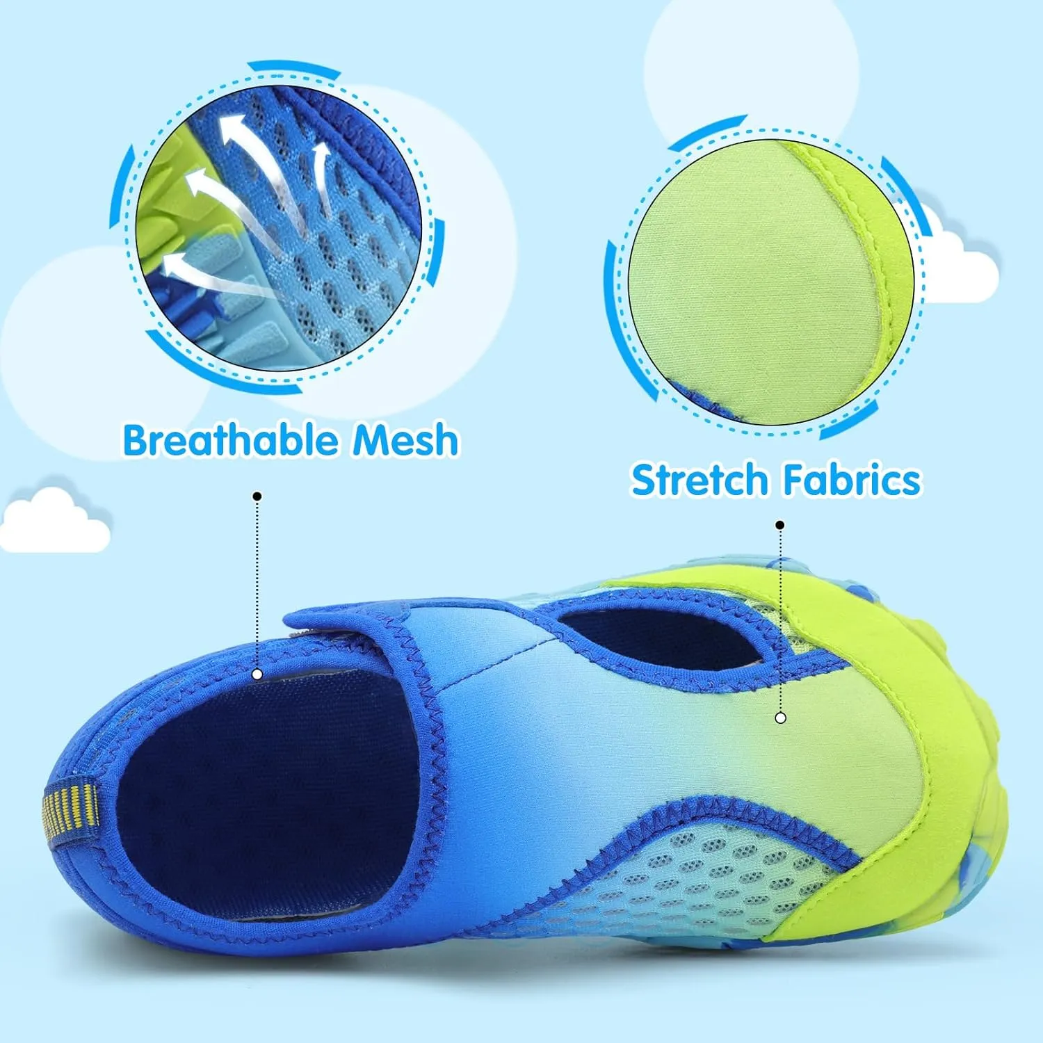 XIHALOOK Water Shoes for Kids Boys Girls Wide Toe Barefoot Quick Dry for Beach Swim Pool Surf Aqua Sports