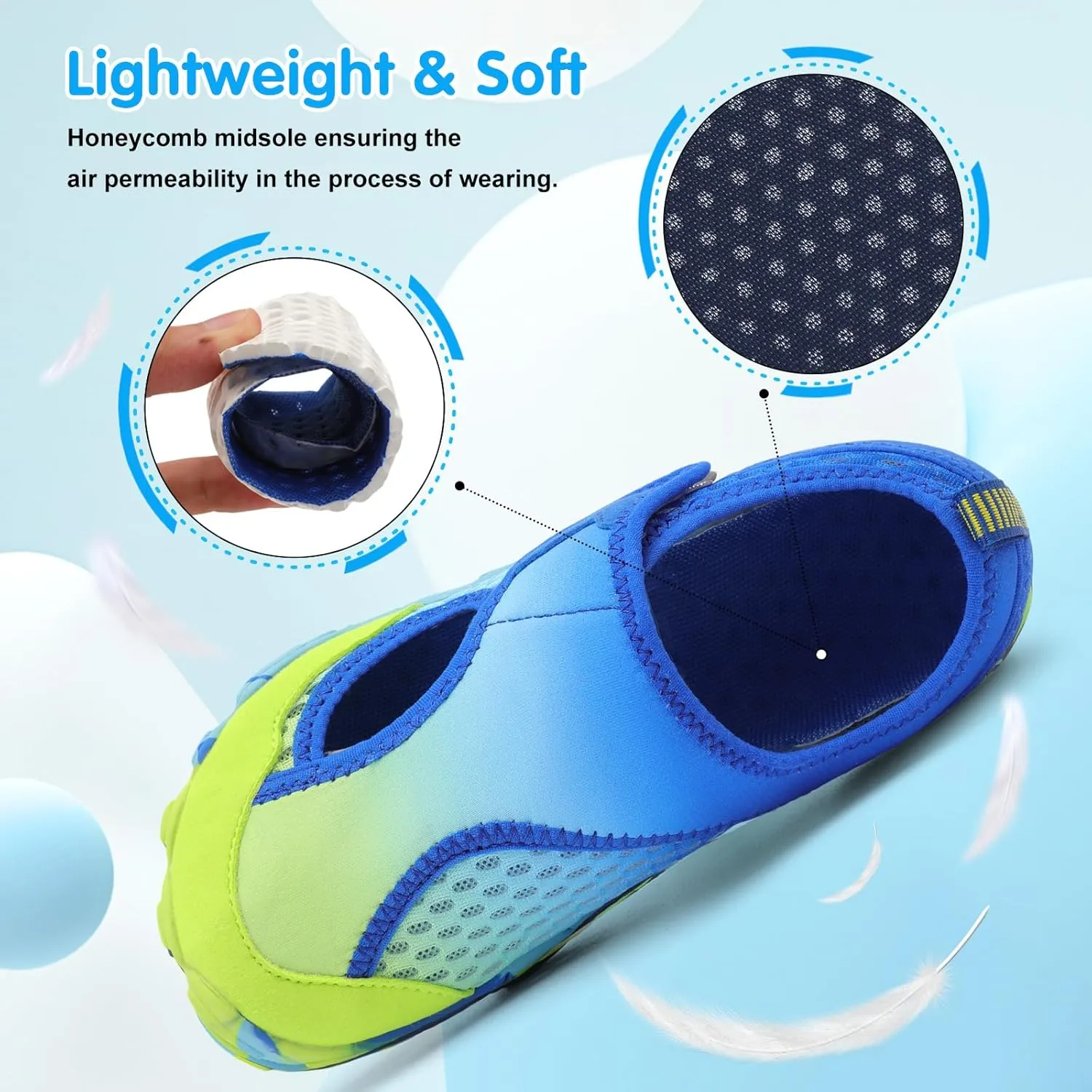 XIHALOOK Water Shoes for Kids Boys Girls Wide Toe Barefoot Quick Dry for Beach Swim Pool Surf Aqua Sports