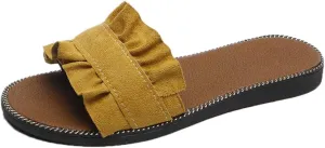 xsby Womens Soft Open Toe Slip on Flat Slide Sandals