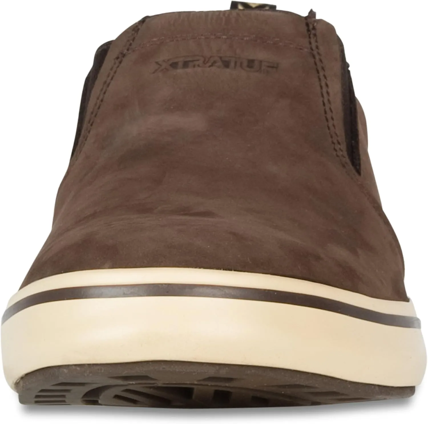 XTRATUF Sharkbyte Men’s Nubuck Leather Deck Shoes, Chocolate (22501), 8.5, Men's