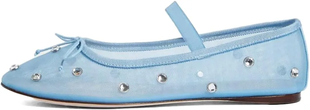 XYD Women Girls Ballet Flats Slip On Closed Almond Toe Elastic Single Strap Bowknot Cute Dress Date Shoes
