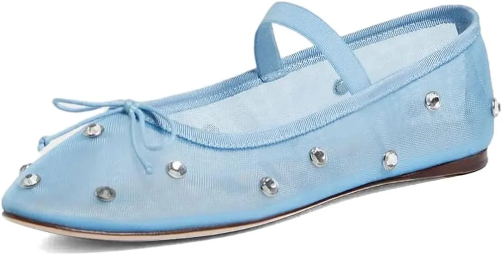 XYD Women Girls Ballet Flats Slip On Closed Almond Toe Elastic Single Strap Bowknot Cute Dress Date Shoes