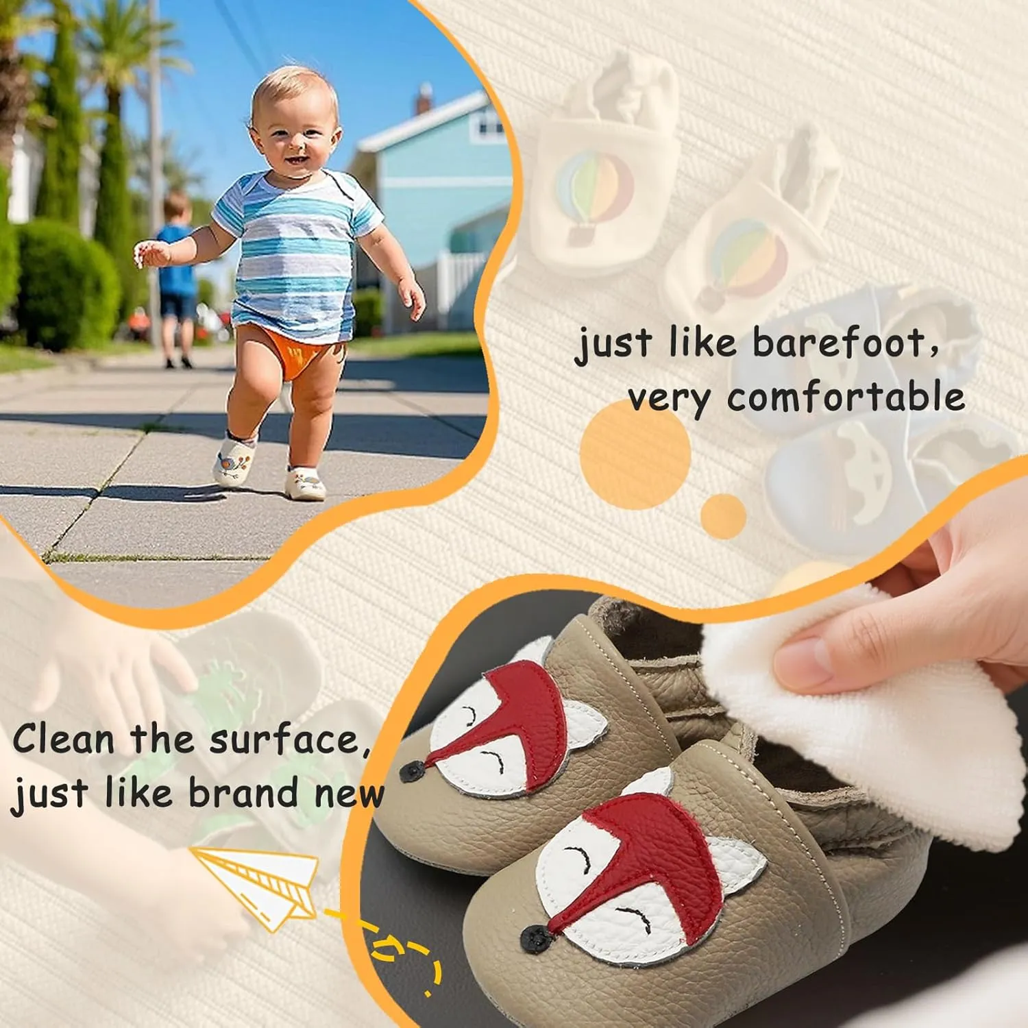 YALION Soft Leather Baby Shoes Moccasins Slip-on Boys Girls Slippers with Elastic Ankle, Anti-Slip First Walking Crib Shoes for Infant Toddlers