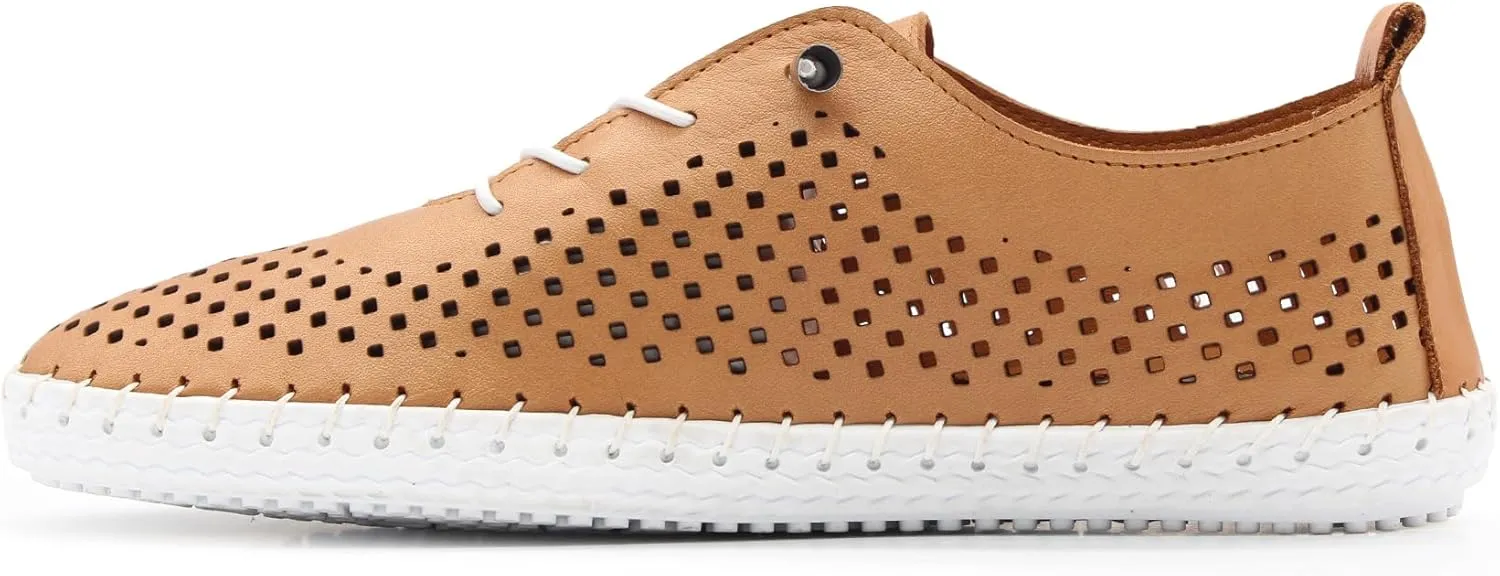 Yalova Women's Elastic Slip-On Shoes – Soft Perforated Leather, Handstitched Summer Shoe | Made in Turkey |