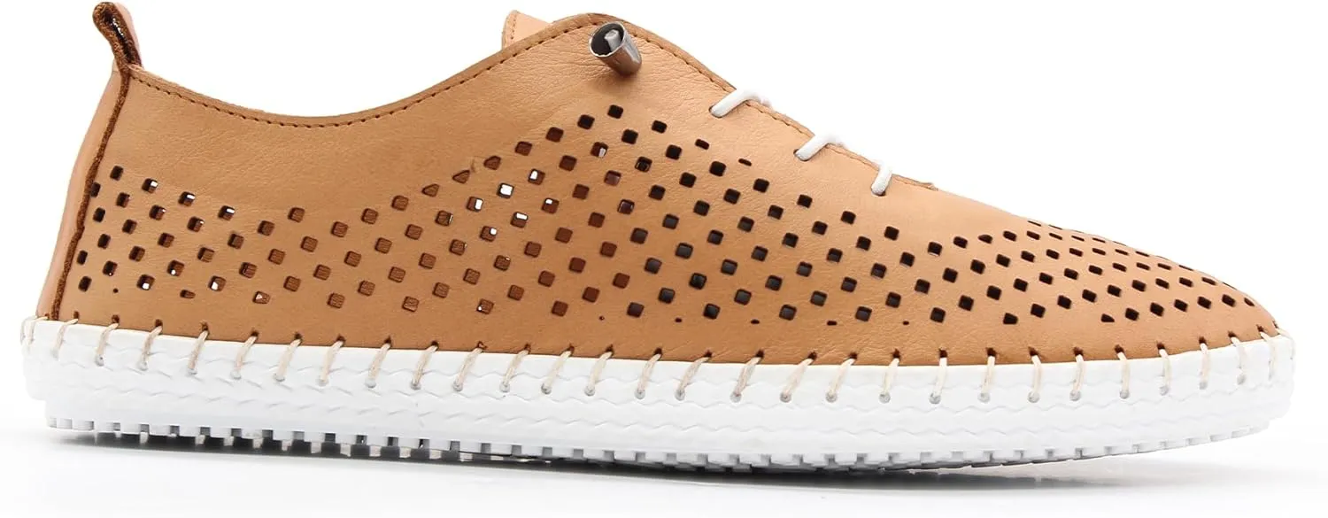 Yalova Women's Elastic Slip-On Shoes – Soft Perforated Leather, Handstitched Summer Shoe | Made in Turkey |