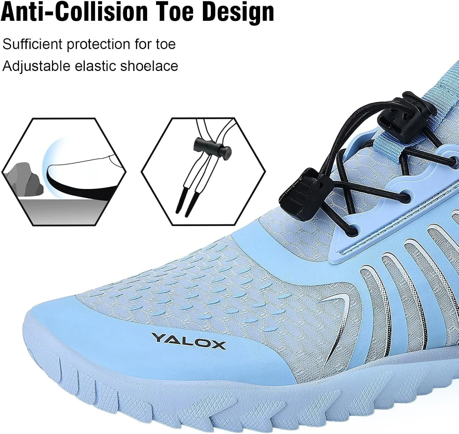 YALOX Water Shoes Men's Women's Swim Shoes Outdoor Beach Barefoot Quick-Dry Aqua Pool Socks Swimming Yoga Surfing Exercise