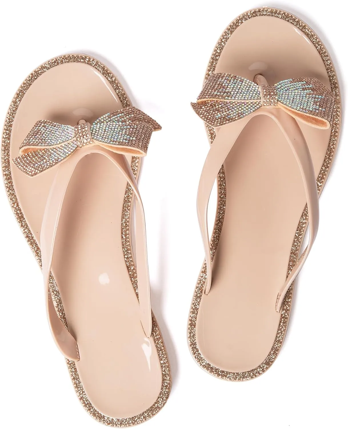 YANWENFANG Women Flip Flops Jelly Thong Waterproof Bow Summer Beach Rain Casual PVC Boho Vacation Flat Sandals