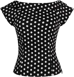 YARN & INK Women's 1950s Vintage Pinup Tops Back Bow Tie Cute Rockabilly Work Formal Shirt, Casual Blouse for Women