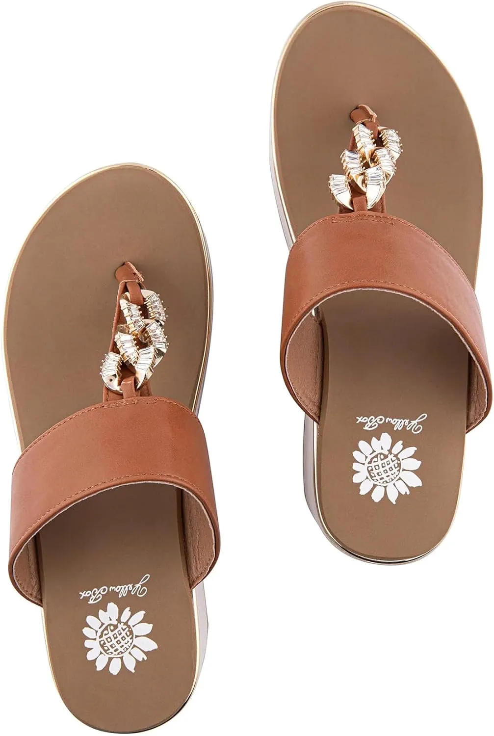 Yellow Box Women's Darcy Wedge Sandal, Round Toe, Medium-High 2.75 Inch Heel, 1.25 Inch Platform Comfortable Flip-Flop