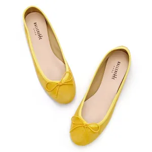 Yellow suede ballet flats