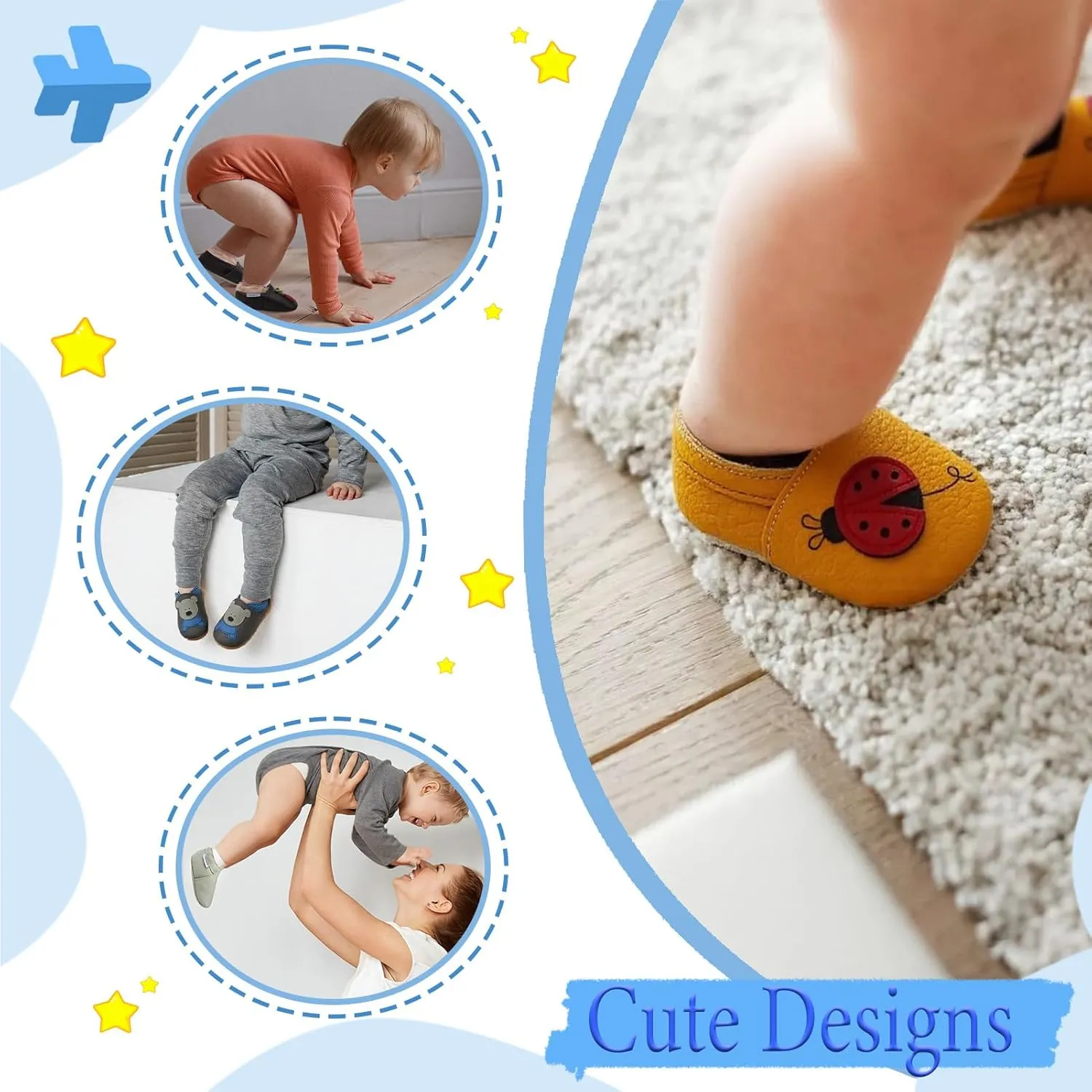 YIHAKIDS Baby Leather Shoes Soft Sole First Walking Moccasins Infants Toddler Boys Girls Crawling Slippers Slip-on Shoes with Elastic Ankle