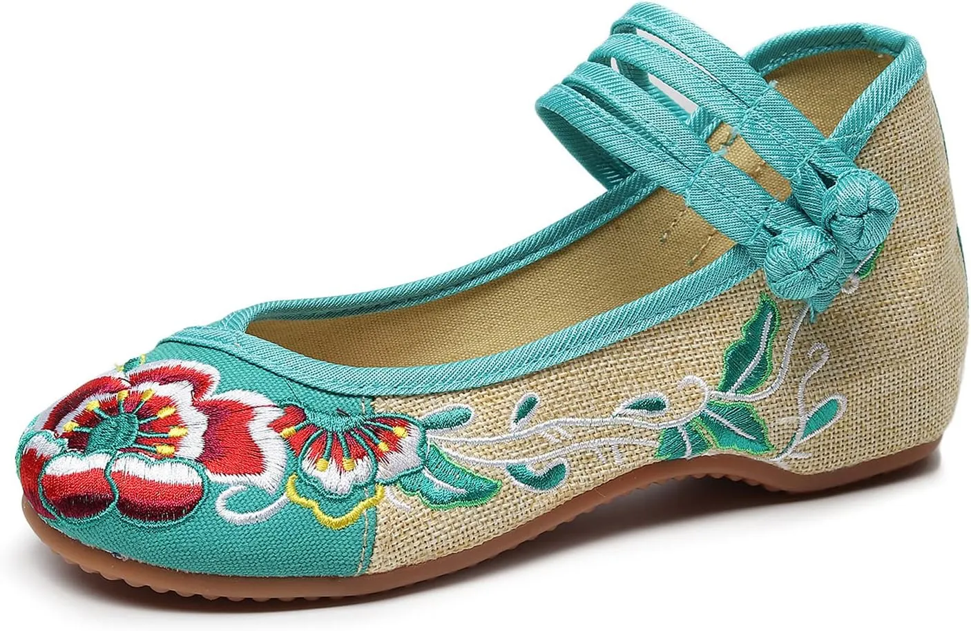 YunPeng Women Mary Jane Flat Shoes Casual Chinese Traditional Embroidered Ballet Canvas Shoes