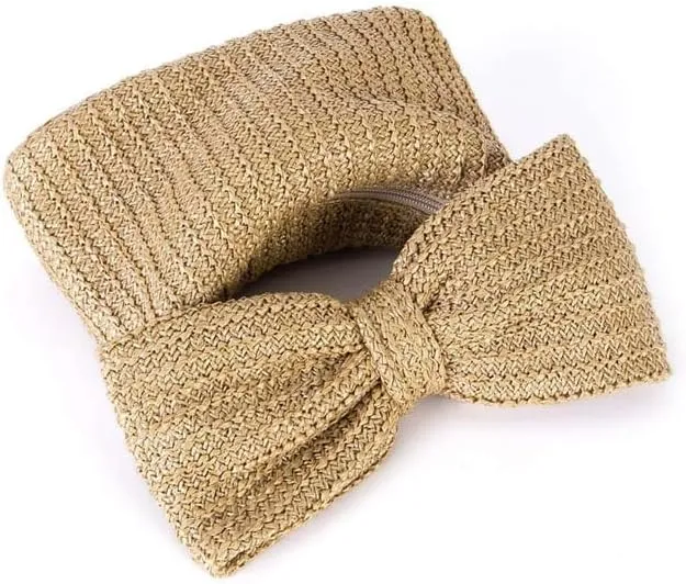 YYW Women Straw Clutch Purse Woven Bowknot Envelope Handbag Wedding Clutch Bag for Vocation Party