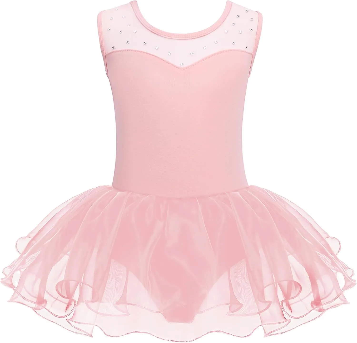 Zaclotre Girls Ballet Leotards Sparkly Sleevesless Mesh Dance Dress Tutu Ballerina Costume for Kids