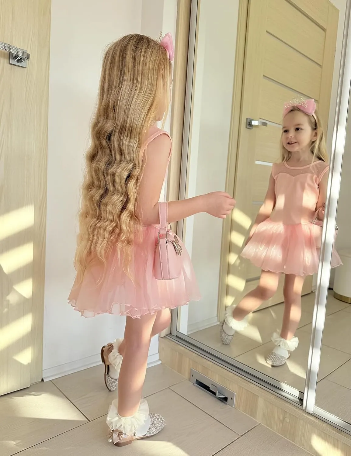 Zaclotre Girls Ballet Leotards Sparkly Sleevesless Mesh Dance Dress Tutu Ballerina Costume for Kids