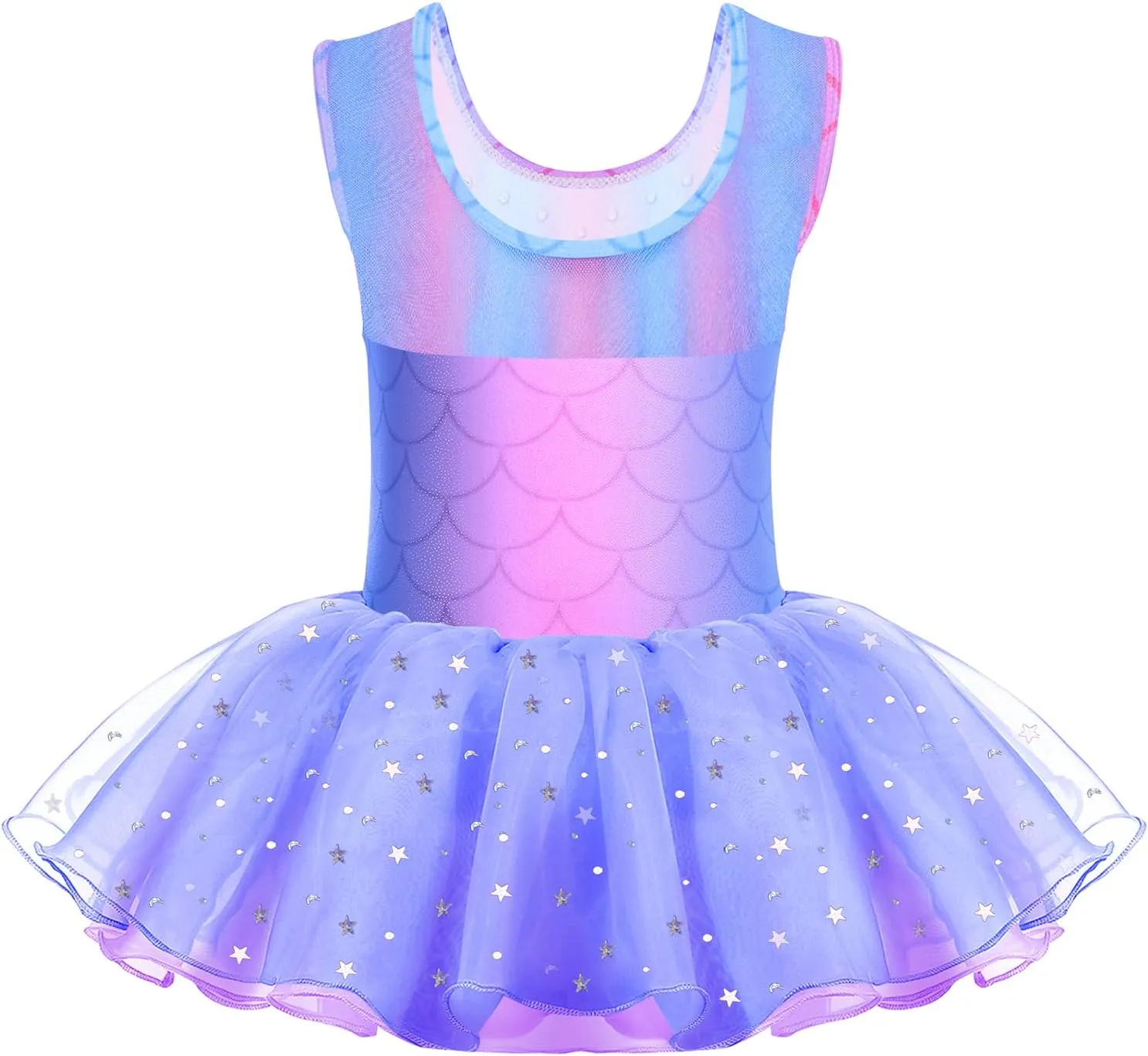 Zaclotre Girls Ballet Leotards Sparkly Sleevesless Mesh Dance Dress Tutu Ballerina Costume for Kids