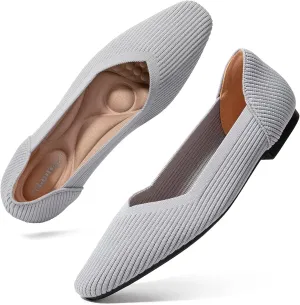 Zelaprox Women's Flats Shoes Comfort Knit Dress Flats Round Toe Ballet Flats with Memory Foam Softable Slip on Casual Work Office Flats