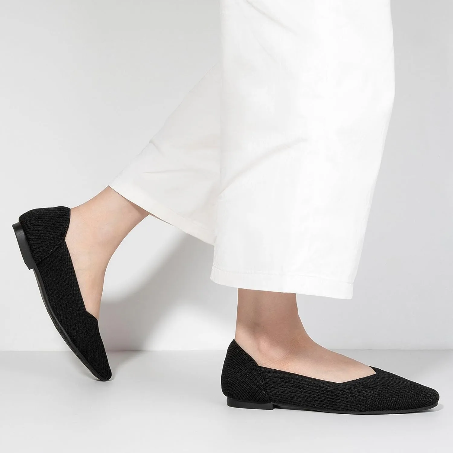 Zelaprox Women's Flats Shoes Comfort Knit Dress Flats Round Toe Ballet Flats with Memory Foam Softable Slip on Casual Work Office Flats