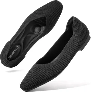 Zelaprox Women's Flats Shoes Comfort Knit Dress Flats Round Toe Ballet Flats with Memory Foam Softable Slip on Casual Work Office Flats