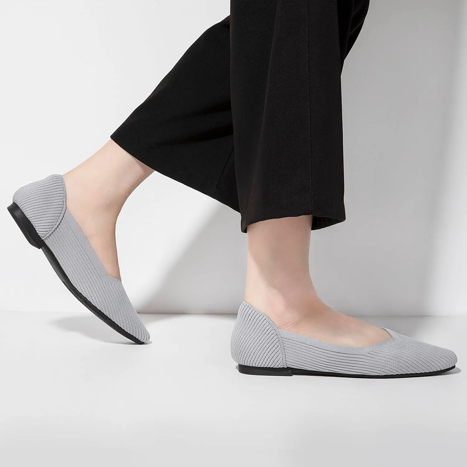 Zelaprox Women's Flats Shoes Comfort Knit Dress Flats Round Toe Ballet Flats with Memory Foam Softable Slip on Casual Work Office Flats