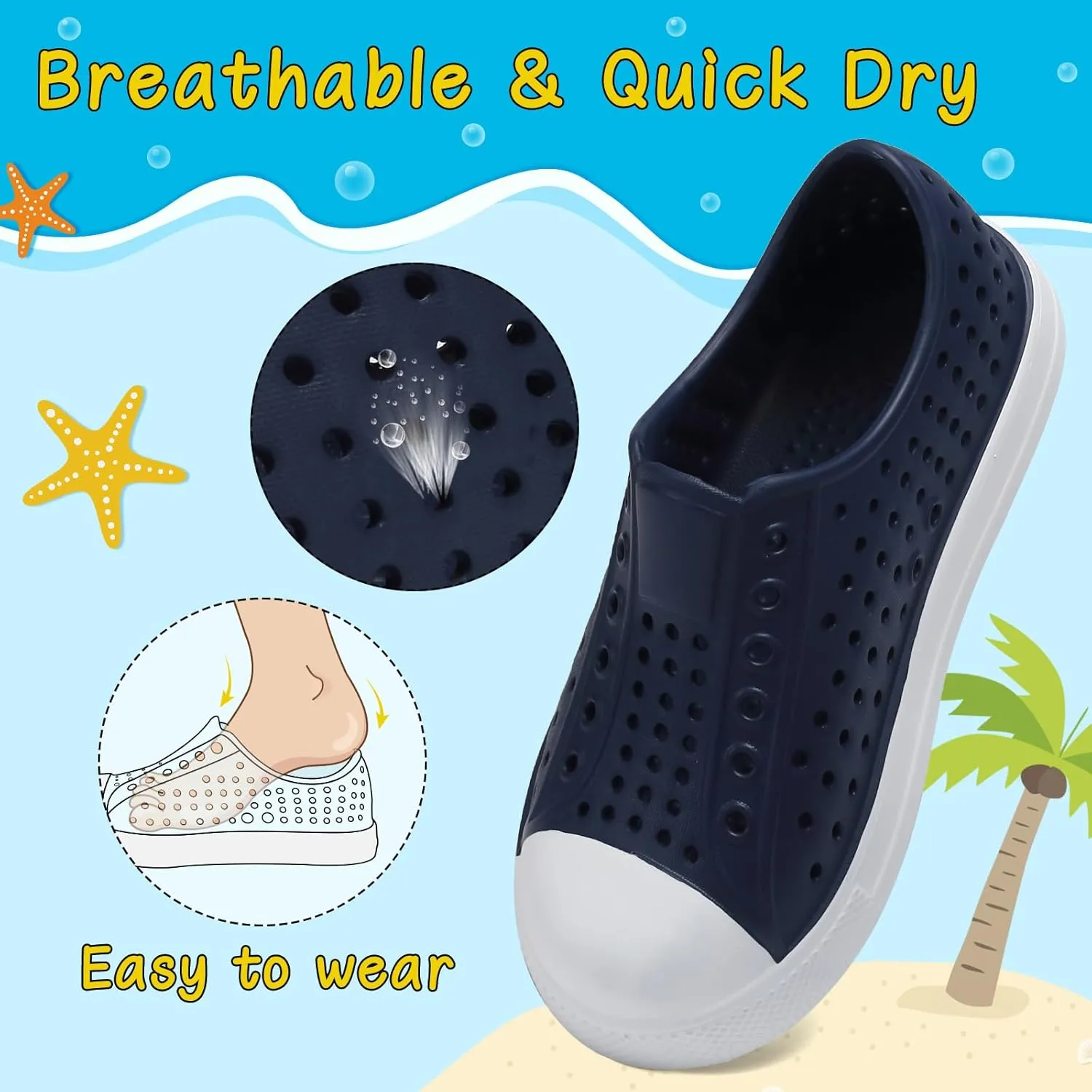 ziitop Kids Toddler Water Shoes for Boys Girls Baby Sandals Sneakers Beach Garden Swim, Anti-Slip Breathable Quick Dry Lightweight Slip-on (Toddler/Little Kid/Big Kid)