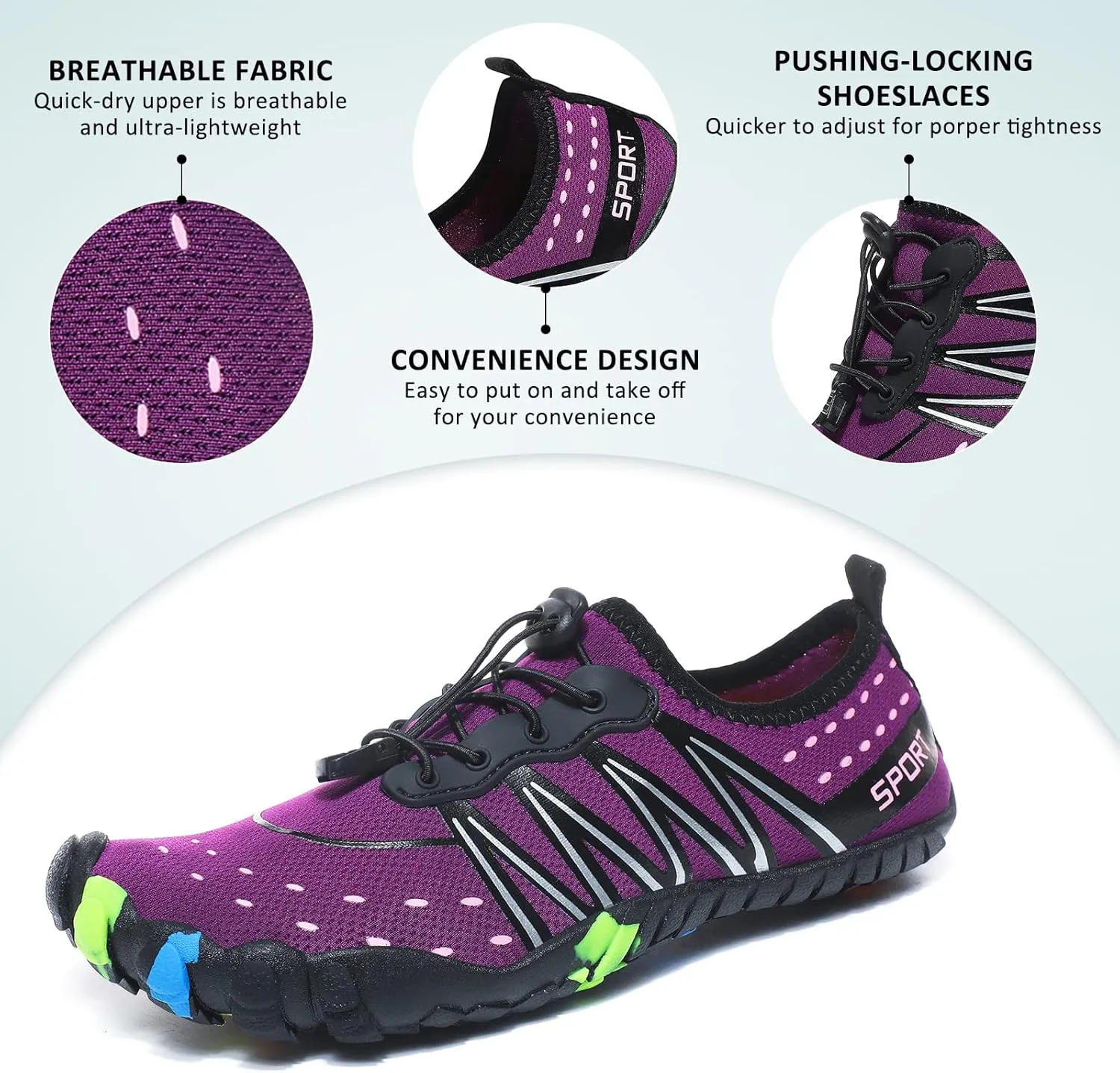 ziitop Water Shoes for Men Women Beach Barefoot Swim Rock Climbing Pool Shoes Socks, Anti-Slip Breathable Quick Dry Lightweight Slip-on, Outdoor Sport Hiking Walking Boating Fishing Diving Surfing
